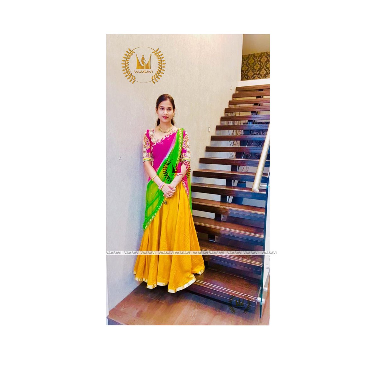 Vaasavi8's tweet photo. Happy clients are a pride! 
A gorgeous client rocking this classy ethnic half saree carefully crafted by Vaasavi😍

Thank you for the pictures, darling sis <3

#Vaasavi #clientdiaries #happyclients #lovemyjob #joy #halfsaree #ethnic #clothing #sareelove https://t.co/uXqKK8yEqF