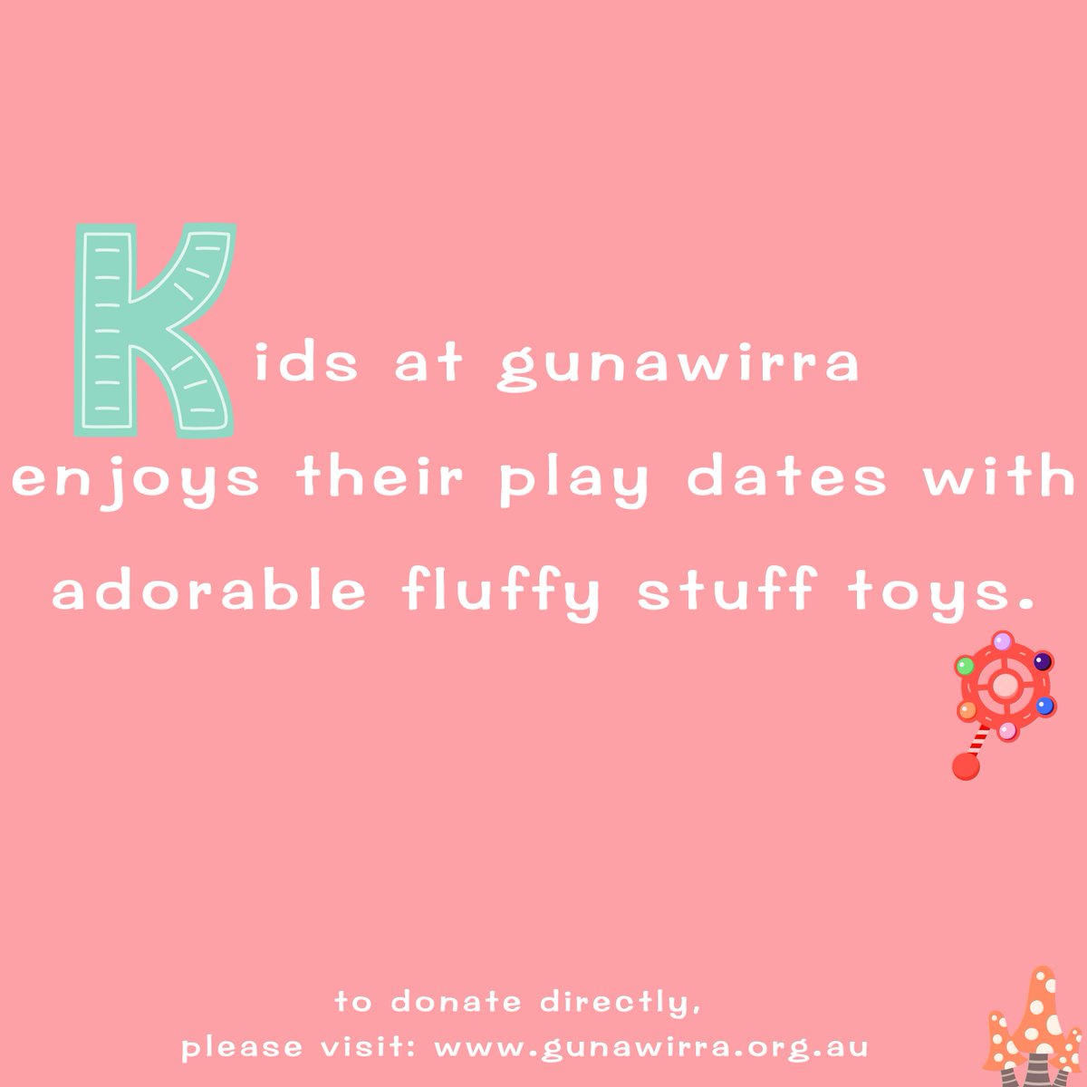 gunawirra's tweet photo. These kids at Gunawirra are enjoying their play dates with adorable fluffy stuff toys. 
Join us for a fascinating evening at the upcoming #GunawirraGiving on Friday,26 October!
#crowdfunding #kids https://t.co/OIcZaSleOy