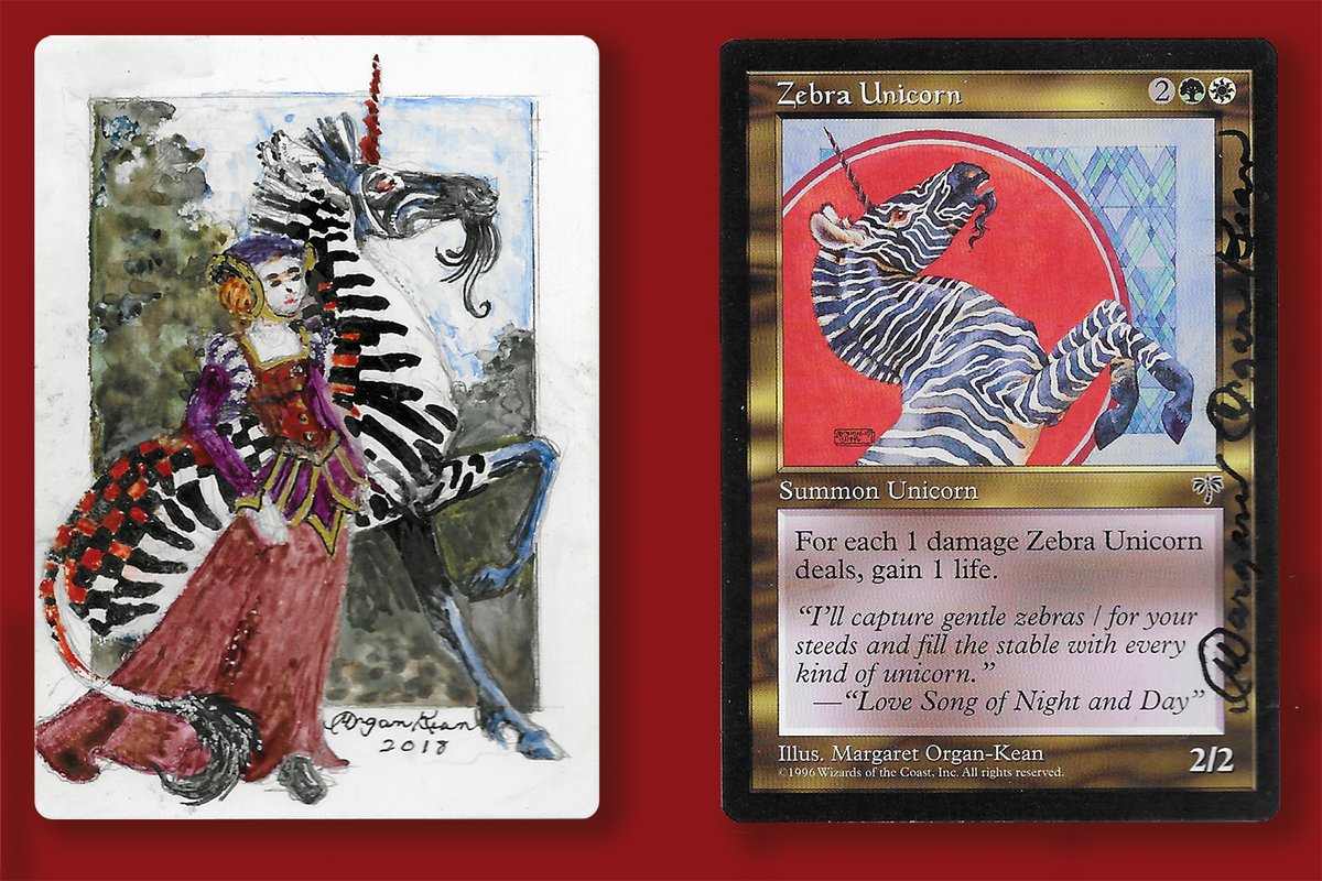 Organ_Kean's tweet photo. New artist proof up for auction - the rare checkerboard unicorn. Evidence that my sense of humor is not all it should be.
https://t.co/hkQFHLRuwN #mtgart #artistproof #vorthos #zebra #unicorn #whiteback https://t.co/31snOdiXzZ