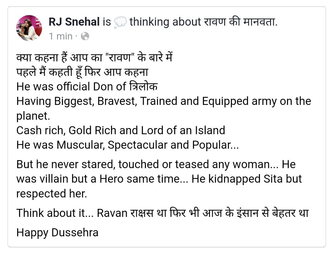 snehalchoubey22's tweet photo. #HappyDussehra #HappyDussehra2018 #Vijayadashmi #विजयादशमी #Ravan #रावण #RJSnehal https://t.co/kLlVXEeYjs