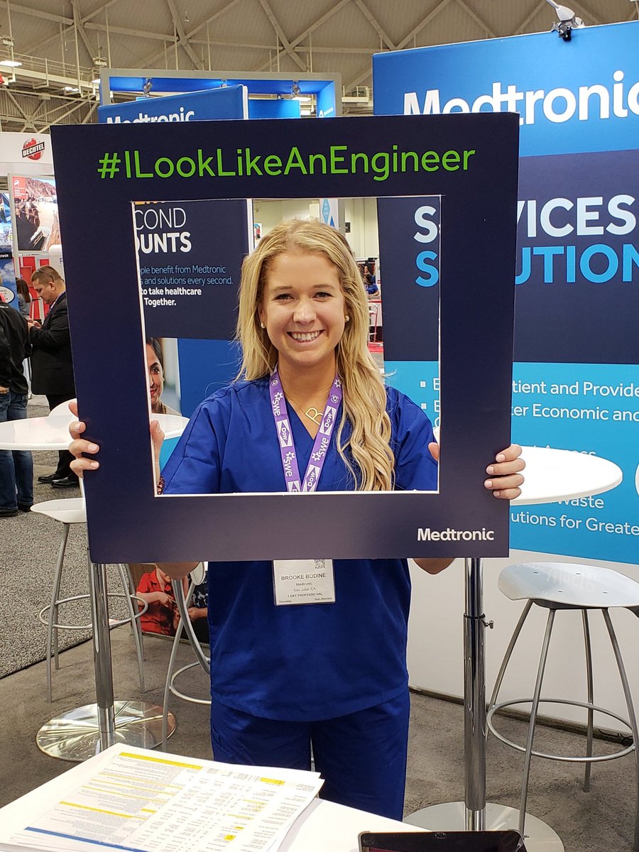 steffenson's tweet photo. I know what a great #Engineer looks like...I hired @BrookeBodine from #WE17 in Austin, and now she's at #WE18 helping recruit top talent. Visit us in Booth #801! @MedtronicJobs https://t.co/zUisEpo4xs