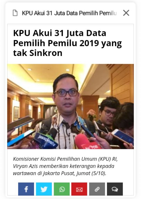 ZAEffendy's tweet photo. @udin_erudin93 @oma_ranny @AkunTofa @CakKhum @zarazettirazr @Ferdinand_Haean @KPU_ID Segera Usut dan Benahi #DPT31Juta #Pemilu2019 #Pilpres2019
Cc @bawaslu_RI https://t.co/rj9uH7TrGM