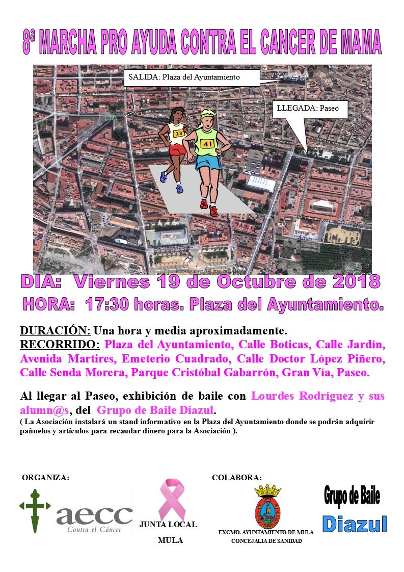 Marcha contra el cáncer de mama. Viernes 19 de octubre a las 17:30 desde la Plaza del Ayuntamiento. #SumateAlRosa #aecc