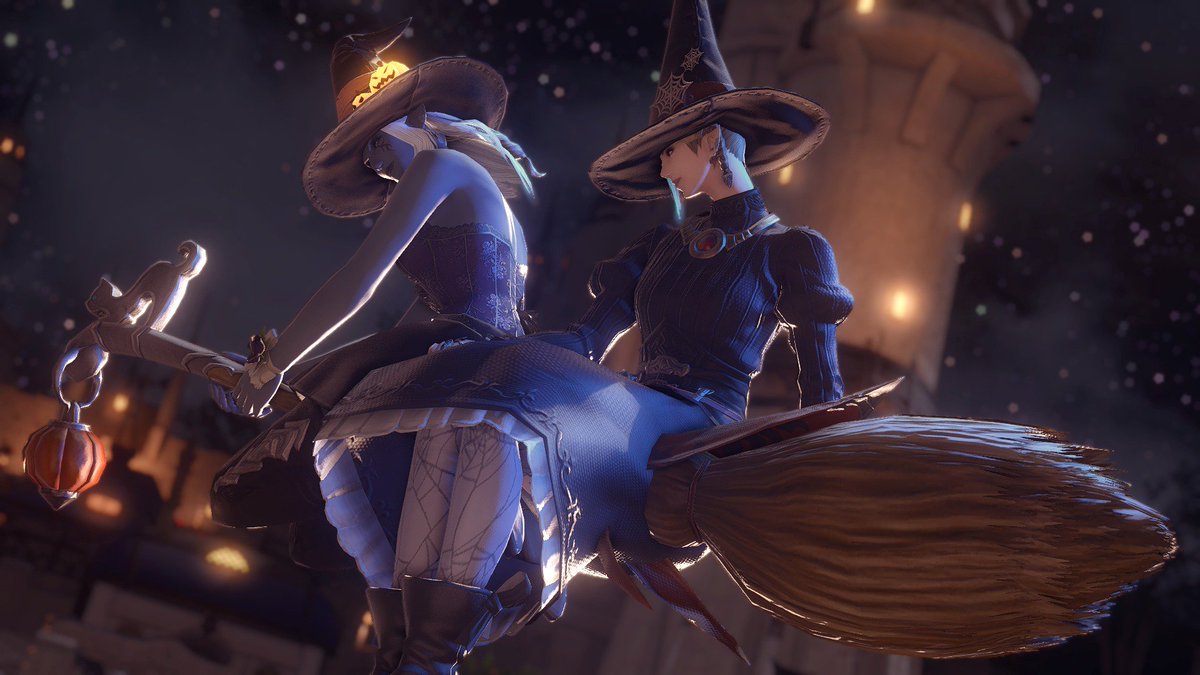 Runfrior's tweet photo. Better late than never! I had to do the #egidaily because well I love October stuff and my current glam was conveniently #witch already. So, I went wild w/ @TalekeeperNy 

#ff14 #ffxiv #halloween #elezen #roegadyn #egiglamour #ffxivsnaps #gposers https://t.co/7HQoEykTZD