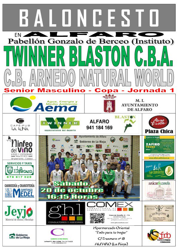 ¡Empezamos! Comienza la temporada 2018-2019... ¡Comienza este sábado la Copa para nuestros #HombresdeVerde!

Nuestro senior <a href="/CbAlfaro/">C. BALONCESTO ALFARO</a> <a href="/twinnerblaston/">Twinner Blaston</a> Sport recibe a los amigos del <a href="/CbArnedo/">Baloncesto Arnedo</a>... ¡Todos a las gradas a disfrutar y animar desde las 16.15 h! #VamosVerdes