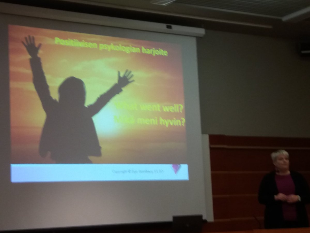 PP_LAPE's tweet photo. Nuorten LAPE-seminaarissa KT Erja Sandbergin osuus aloitettiin harjoitteella "What went well?" Iloinen puheensorina salissa! #lapemuutos https://t.co/L6rheYAvEJ