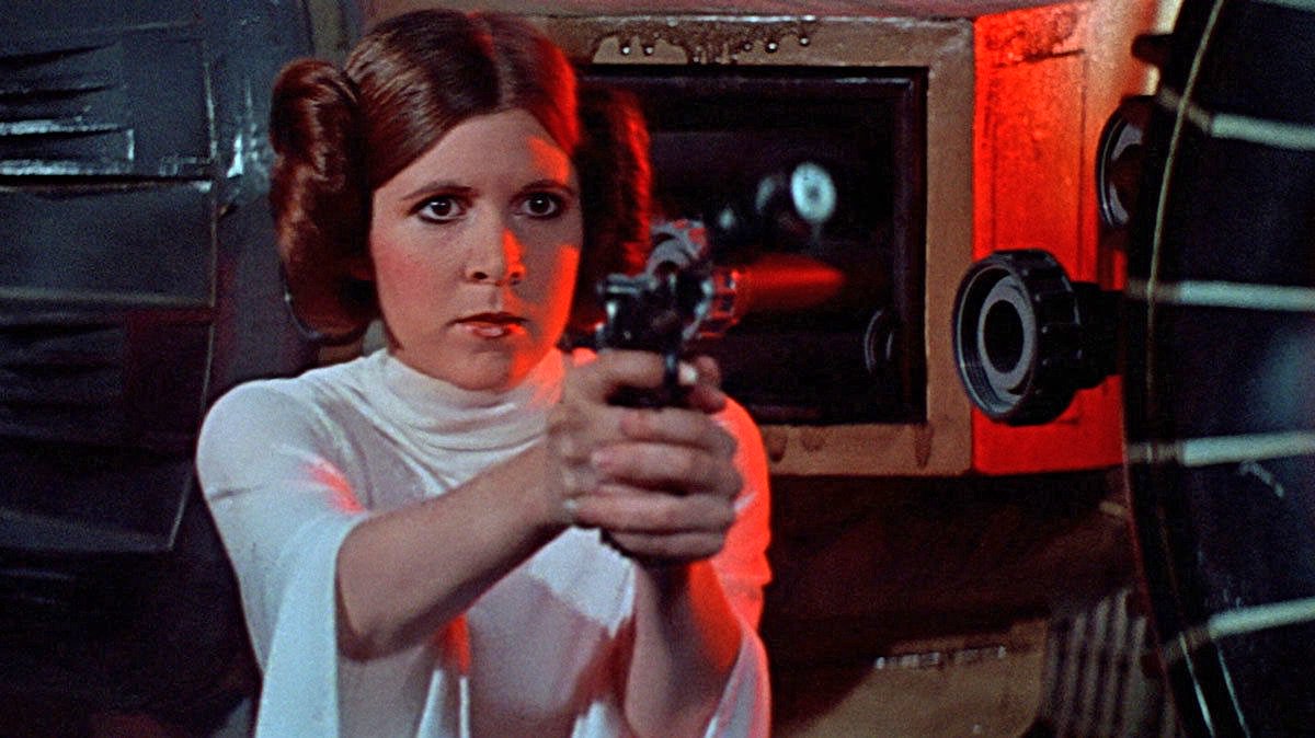 StarWarsPR's tweet image. You can tell a lot about a woman’s mood just by looking at her hands.
For example; if she’s holding a blaster, she’s probably very angry. #starwars