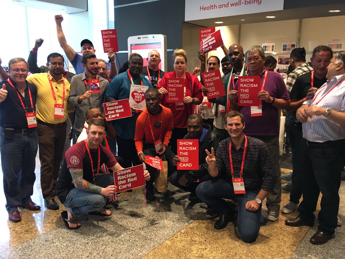 #ITFCongress2018 Showing solidarity to Show Racism the Red Card from our International confederation of Unions.