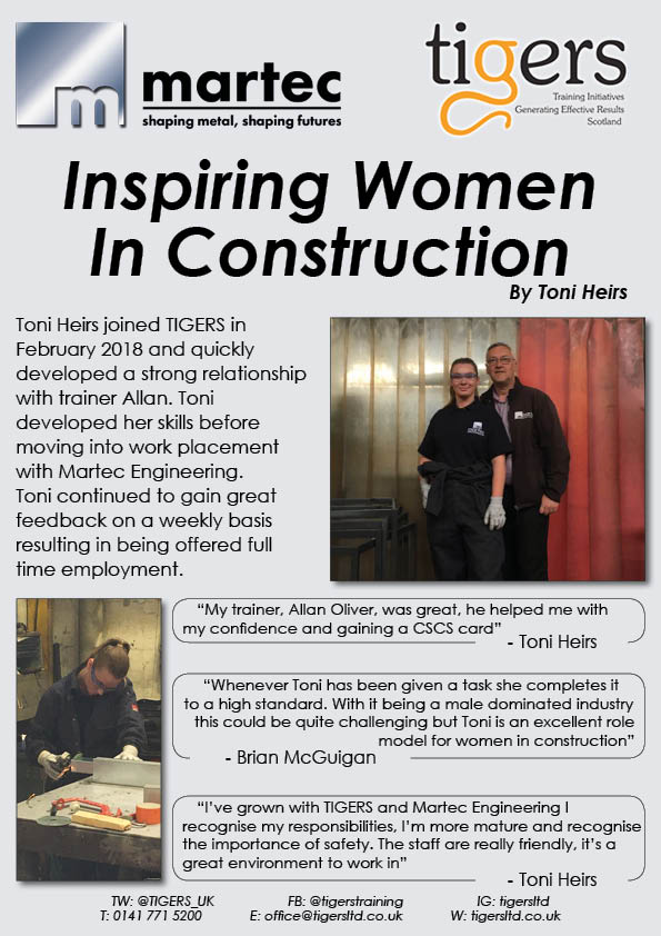 IWiLScot_'s tweet photo. Inspiring Women in Construction, Toni Heir's aims to #inspire other women to build a career in #Construction. Toni Heir's gained full time employment with @martecglasgow this year and continues to receive positive feedback #ICanIWiL @TIGERS_UK @ACEAwareNation @CITB_UK https://t.co/d4y0REX4aw