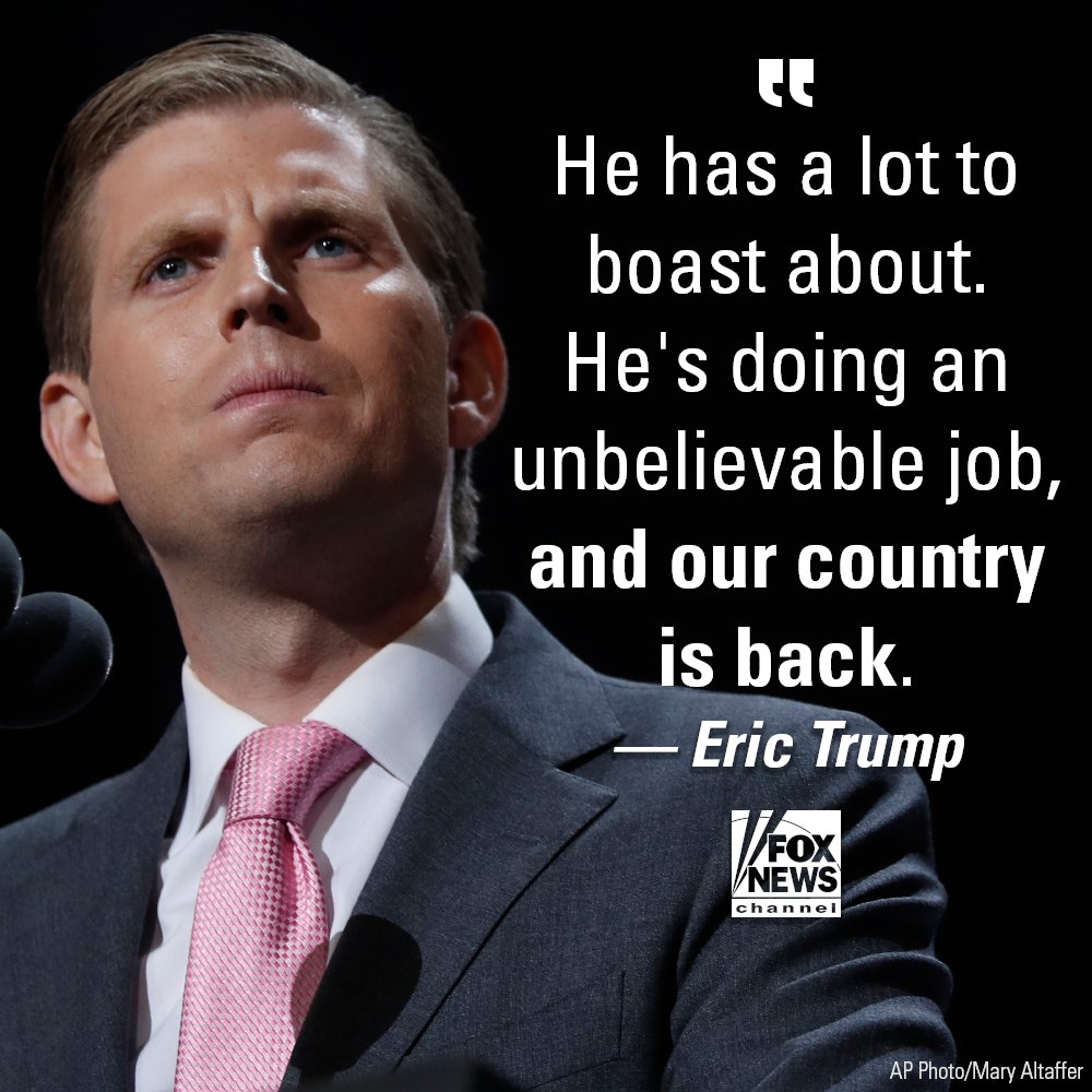 Speaking with <a href="/IngrahamAngle/">Laura Ingraham</a>, <a href="/EricTrump/">Eric Trump</a> praised his father’s performance on a number of issues, including the economy.