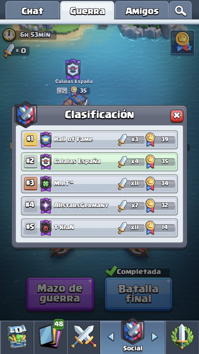 Vaya rachita de guerras que nos está poniendo Supercell!!! Acabaremos@3 o 4 con 39 victorias. 😢