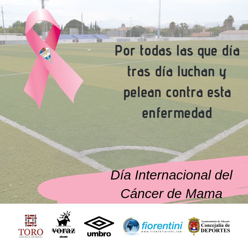 CFIAlicante's tweet photo. Hoy es el Dia Internacional del Cáncer de Mama y desde la familia del CFI Alicante, queremos apoyar a todas esas mujeres, luchadoras que tienen que enfrentarse a esta enfermedad.
Por ellas y por todos los que las ayudan cada día

#Pálante #DiaMundialCancerMama #CFIAlicante https://t.co/FfWWmnmtmP