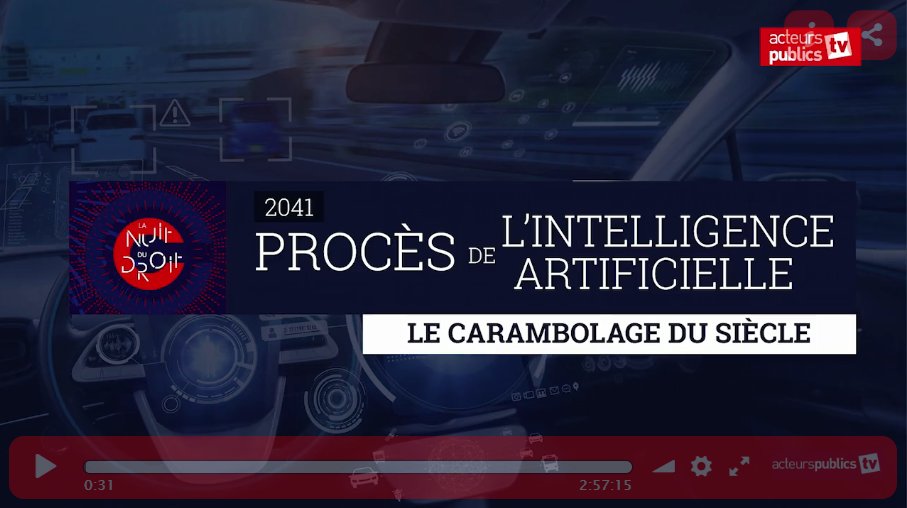 acteurspublics's tweet photo. 📺 La retransmission du procès fictif de l'intelligence artificielle qui s'est tenu à la Cour d'appel de Paris est disponible sur Acteurs publics TV :
➡️ https://t.co/Ey8ASFlhNc …
#ProcesIA #IntelligenceArtificielle #VoitureAutonome #nuitdudroit2018 https://t.co/DXW55G8yDh