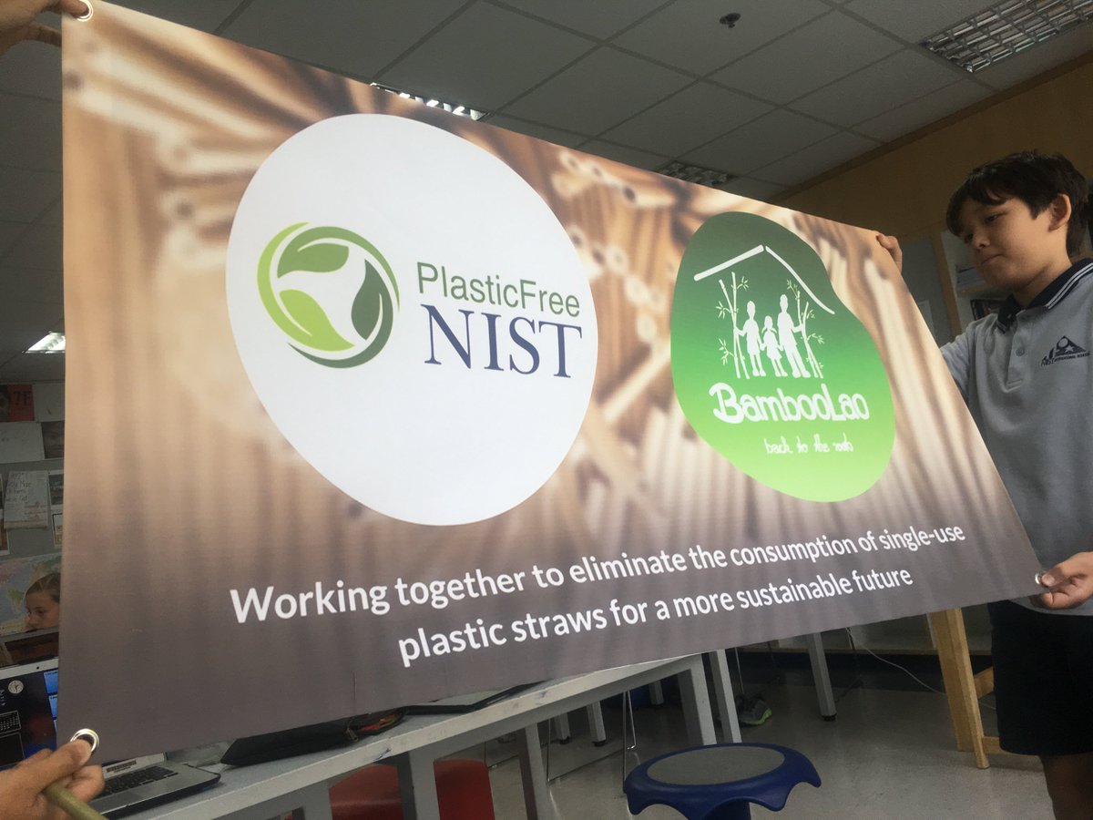 In collaboration with @Bamboo_Lao, @PlasticFreeNIST has been distributing bamboo straws to the @NISTSchool and Bangkok-wide community! Check out our #bamboostraw production process poster to find out how they're made! #plastickills #bambooisbetter