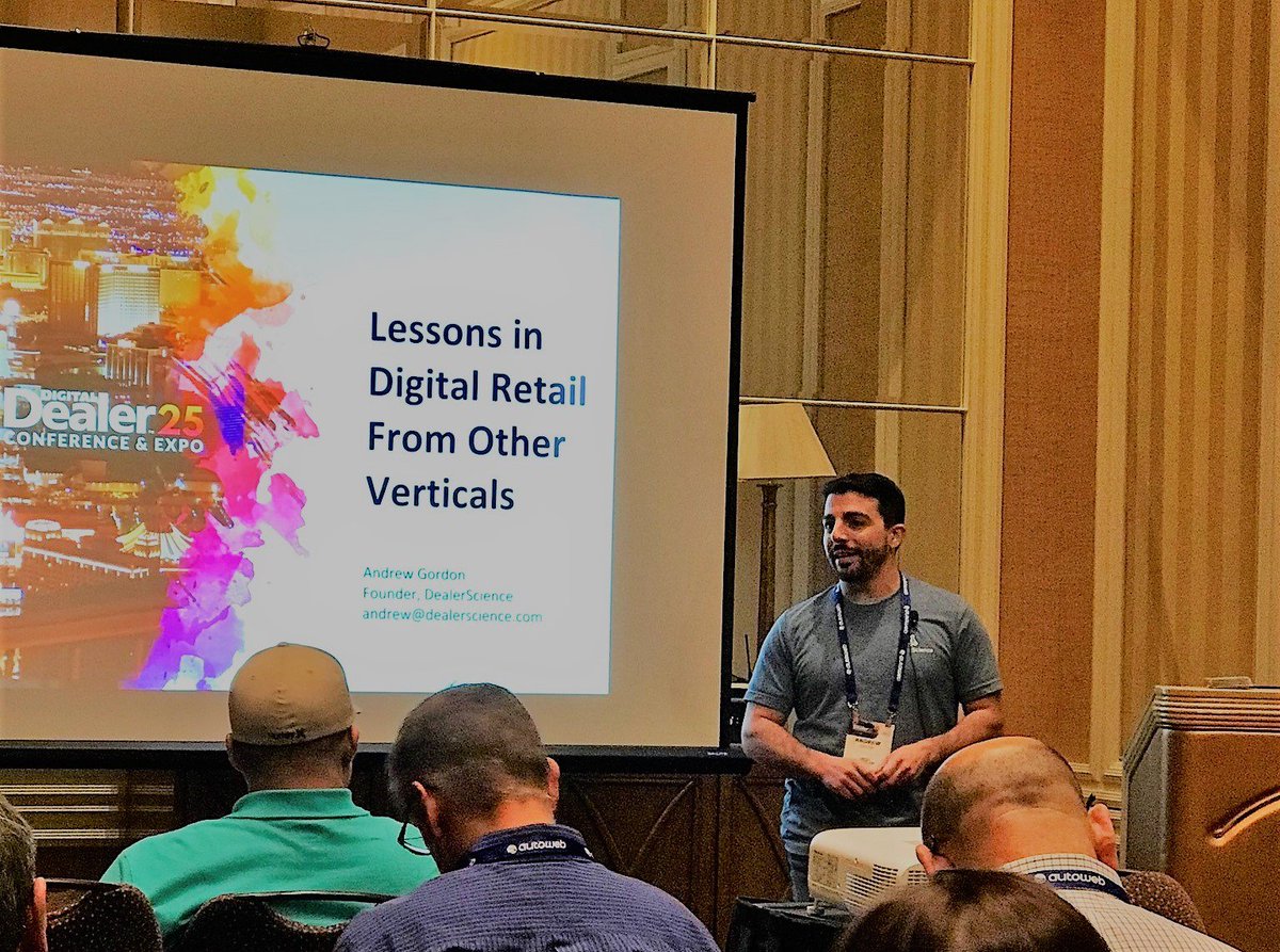 DealerScience's tweet photo. Were you one of the many people in attendance at @DealerScience Founder and CEO Andrew Gordon's session at #DD25? Next week, we'll share seven changes you can make to your website to improve your customer's #digitalretail experience. #seamlessretail #intelligenttransition https://t.co/yQzLGL2dQy