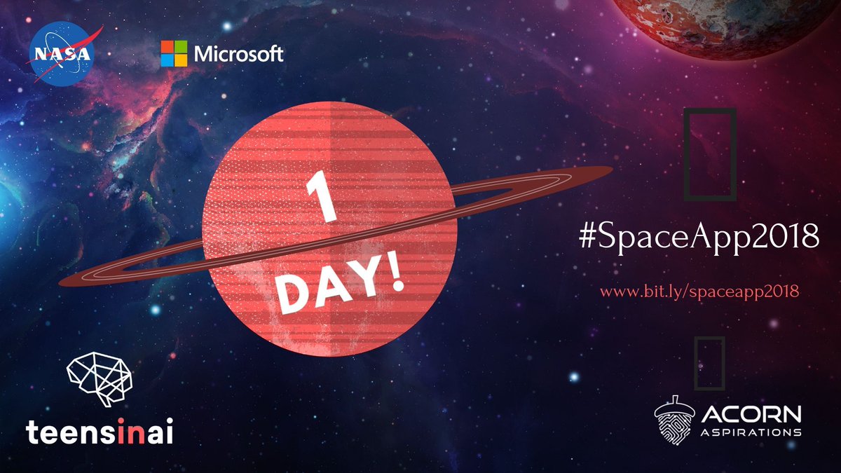 AcornAspiration's tweet photo. Only 1 DAY!!!! We look forward to seeing you all tomorrow at @MSFTReactor 😁🌍🚀

@NASA @SpaceApps #ReactorLondon @MicrosoftUK 

@didem_un_ates @galiyawarrier 
@TeensInAI 
#SpaceApps 
#SpaceAppsLondon
#spaceappschallenge

#EarthAndSpace
#AI 
#NASA https://t.co/EVRiD6juCi