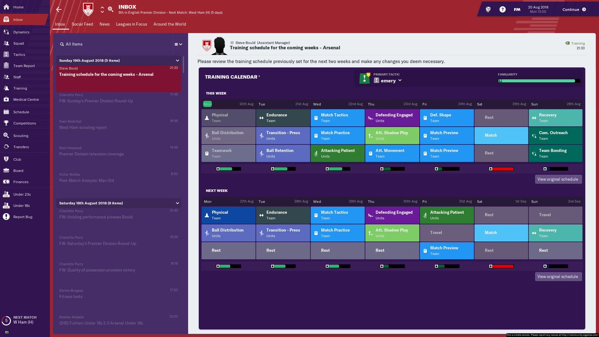 ifoundthates's tweet image. #FM19Beta 
#FMBeta 
New training system allows you more control over how you specifically train a tactical style. In this case, we&apos;re developing the club around possession, and pressing. Although early in the season so trying to build cohesion still. 
#FMtraining