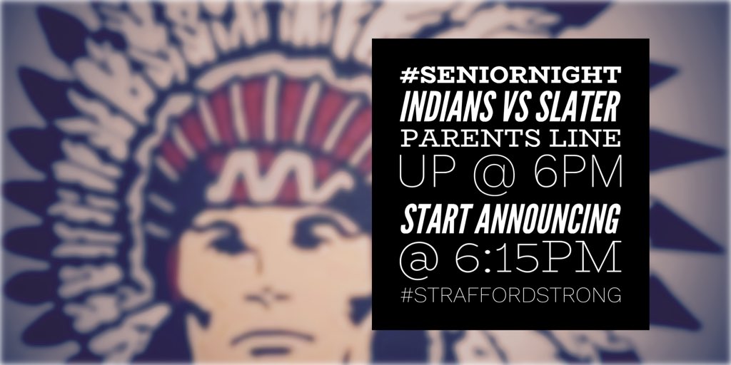 BBough's tweet photo. Tonight we will honor our Seniors at approx. 6:15 pm. Parents and seniors of Football, Band, and Cheer will line up in the SW corner of the track starting at 6 pm.
#StraffordStrong
@straffordhs @StraffordSTUCO @straffordcheer @StraffordFootb https://t.co/t5qgwDAv4R