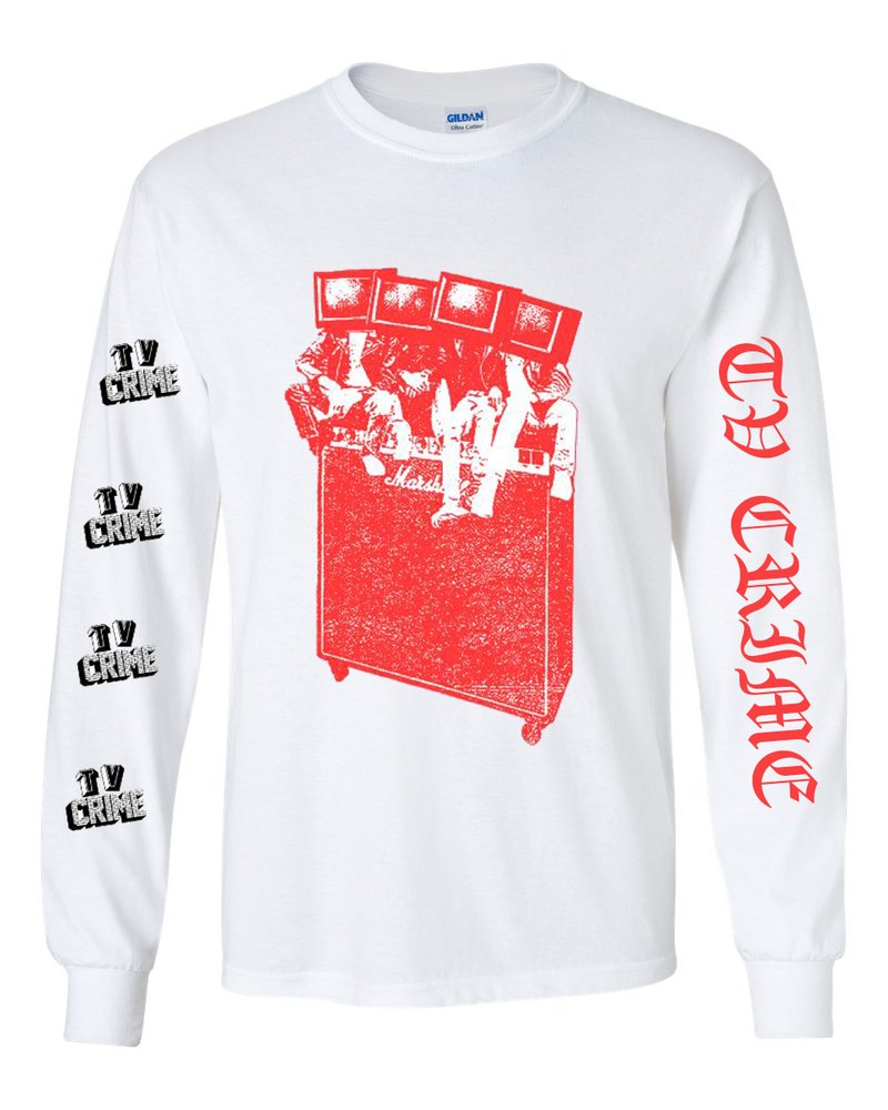 UPDATED AND ON SALE.

NEW LONG SLEEVE WHITE SHIRTS - PERFECT FOR TIE DYING WITH A WKD BLUE &amp; GUINNESS.

OLD SHIRTS NOW HALF PRICE - PERFECT FOR WRAPPING YOUR FISH N CHIPS IN.

ATB.

tvcrime.bigcartel.com