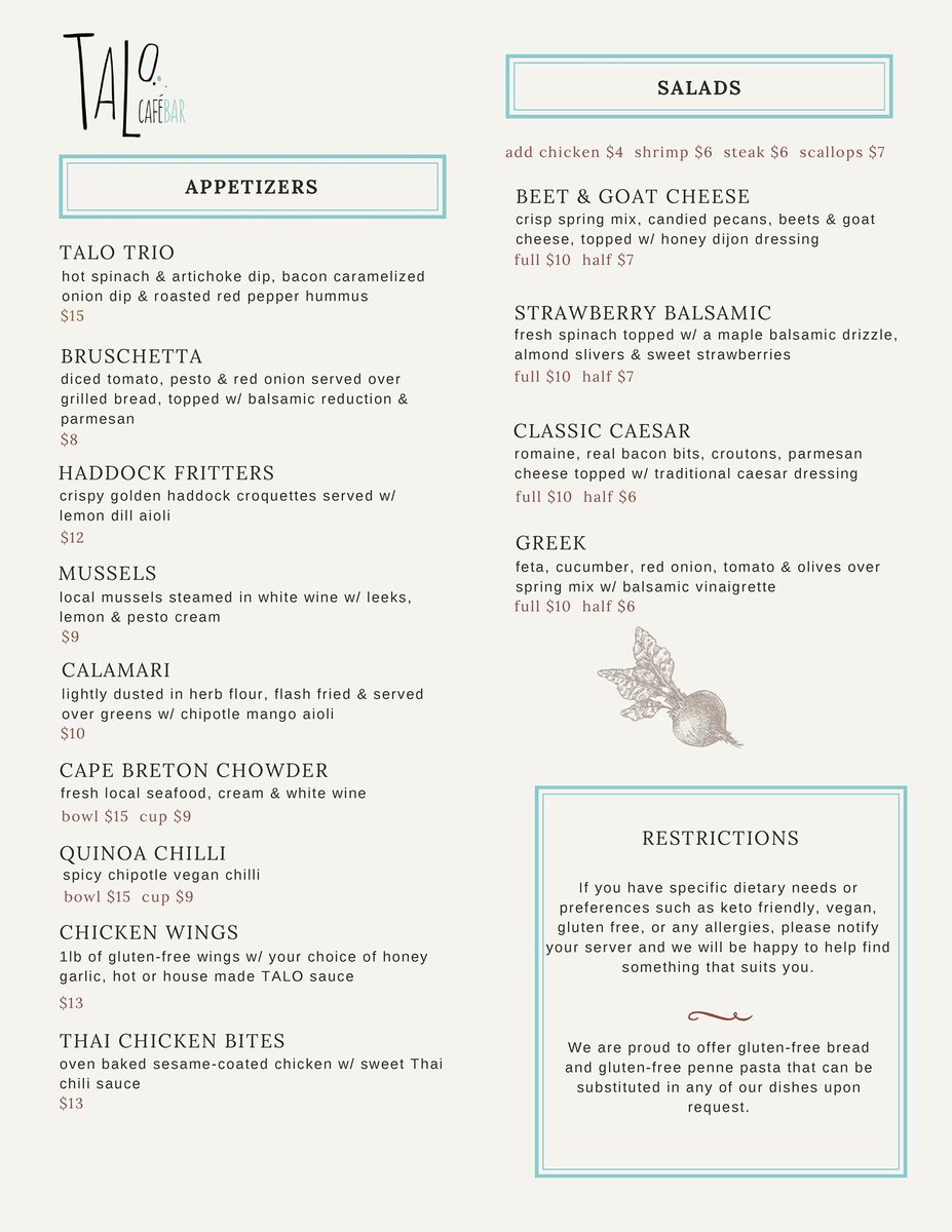 taloglacebay's tweet image. #NewTALOmenus are here! Lots to try!