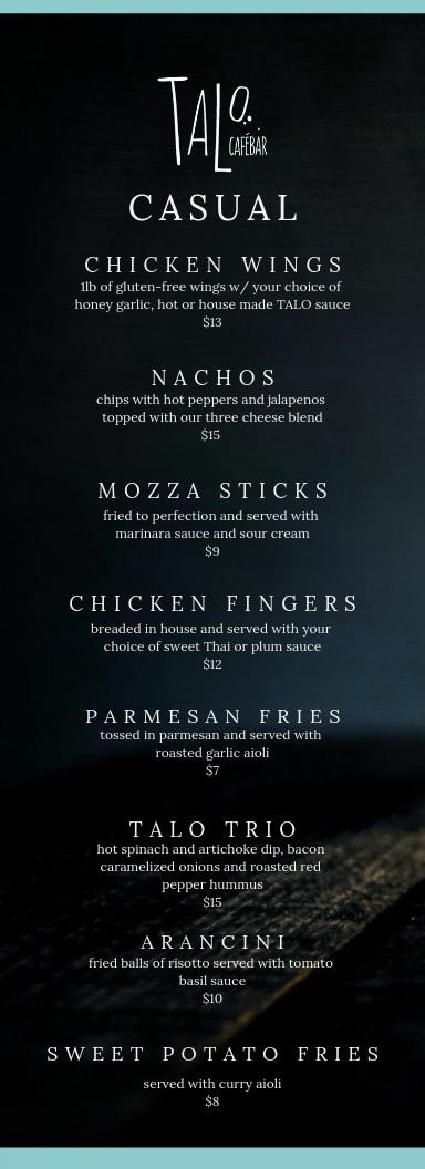 taloglacebay's tweet image. #NewTALOmenus are here! Lots to try!