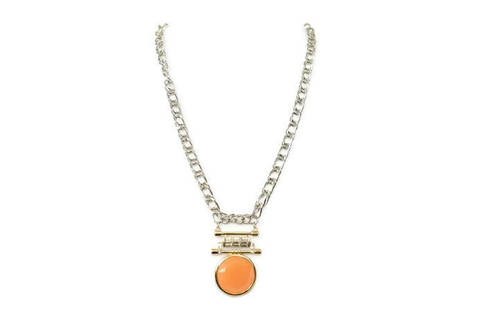 SolangeBaptiste's tweet photo. Silver Chain Link Necklace With Gold Orange Circle Rhinestone Bar - https://t.co/edOrRMkpNa https://t.co/sPpK6TaIuI
