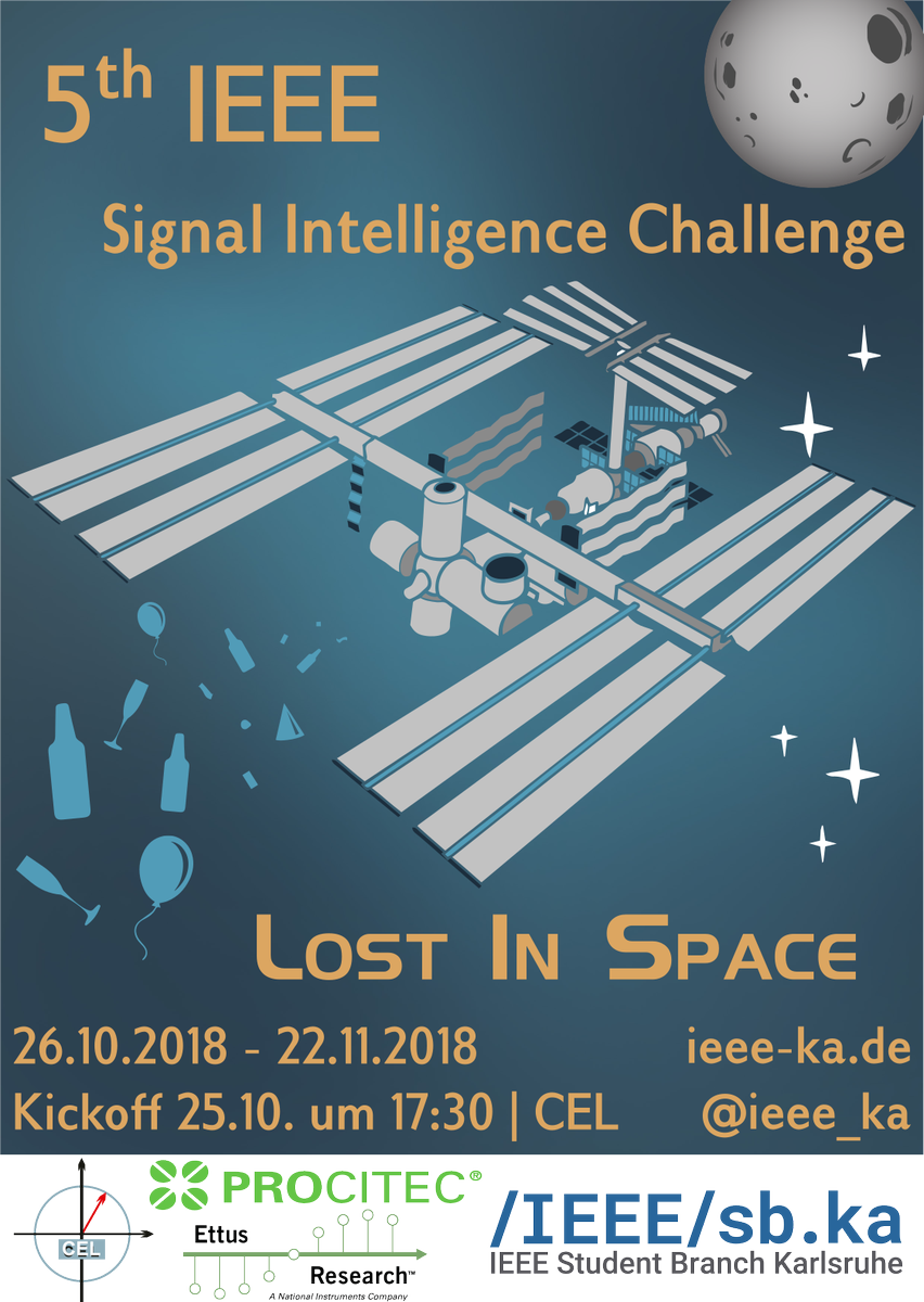 ieee_ka's tweet photo. Bald beginnt die fünfte IEEE Signal Intelligence Challenge! #isic Besucht https://t.co/kRKddqueTo für weitere Infos und kommt zur Kickoff-Veranstaltung am 25.10.2018!

Das diesjährige Motto lautet "Lost in Space" und das @ISICSpaceCenter wird bald seine Arbeit aufnehmen ;) https://t.co/mQcttQC6x6
