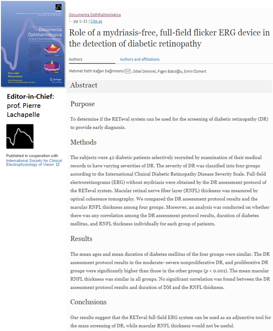 ClinMedJournals's tweet photo. Documenta Ophthalmologica
https://t.co/bPS7lnUsIp
Early diagnosis and treatment of #diabetic #retinopathy: #RETeval full-field #ERG system for mass #screening 

#Ophthalmology #Diabetes #Vision #VisualTest #Electroretinogram #Flicker  #retina #ISCEV @diepbiomed https://t.co/1NfKEUaNqO