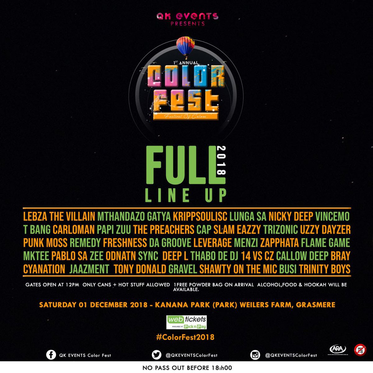 SolanaBossWeb3's tweet photo. @S/O to @QKEventsCF for this wonderful event gone be happening on the 1st of December.🙏🙏🙏.

@SlamEazzy @tshabangu_sihle @MZITHO_MPILA @Agent10amabhele @sskopido 

#FreshBreakfast #ChampagneDay #FridayFeeling #Colorfest #VaalColorFest #FridayMotivation https://t.co/iuZMvUUk3z