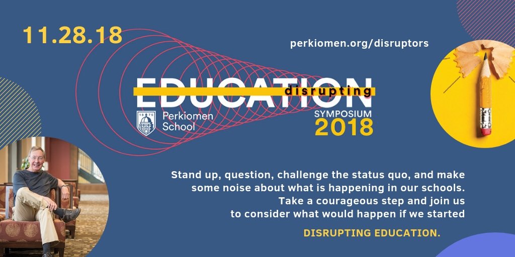 Incredibly honored to have Ted ⁦@dintersmith⁩ speaking ⁦@PerkiomenSchool⁩ along with leaders across education & industry. Join us November 28 perkiomen.org/disruptors #disruptingeducation #educationevolved #futureofeducation #edreform #whatisschool #makeItReal