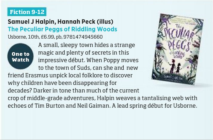 'An impressive debut... Halpin weaves a tantalising web with echoes of Tim Burton and @neilhimself,' says @fionanoblebooks of #ThePeculiarPeggs by @samueljhalpin in the @thebookseller today. It's certainly One to Watch for January - and we can't wait! @rebeccashill