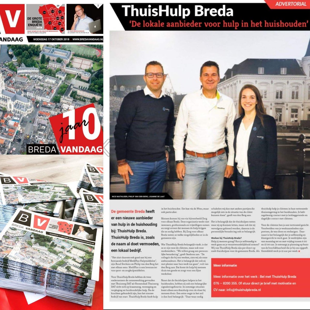 BredaThuishulp's tweet photo. Deze week presenteren we Thuishulp Breda in een extra bijlage bij de @BredaseBode over het 10 jarig bestaan van @bredavandaag. Proficiat met deze mijlpaal!  #Bredabrengthetsamen https://t.co/WYxTo9n5S5