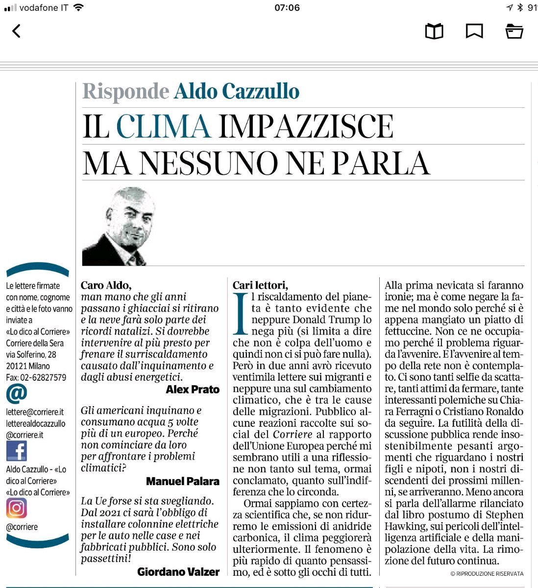 s_donati's tweet photo. La rimozione del futuro. #daleggere #AldoCazzullo. #climatechange https://t.co/jqUt2X3wat