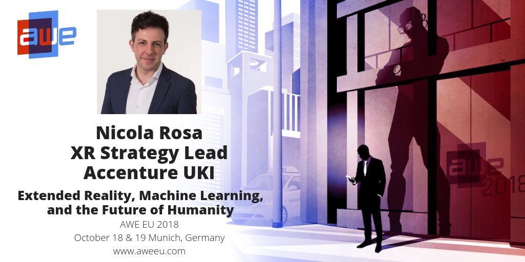 NicolaRosa's tweet photo. Hey #awe2018 see you onstage at 1:00PM for my keynote, we’ll present some amazing stuff our guys at @AccentureDock are working on! @AccentureUK @AccentureDigi @AccentureTech @jasonwelshXR @arabelbailey @georgemarcotte @cianjohare @Accenture @AccentureAI https://t.co/0kU3CI3J95