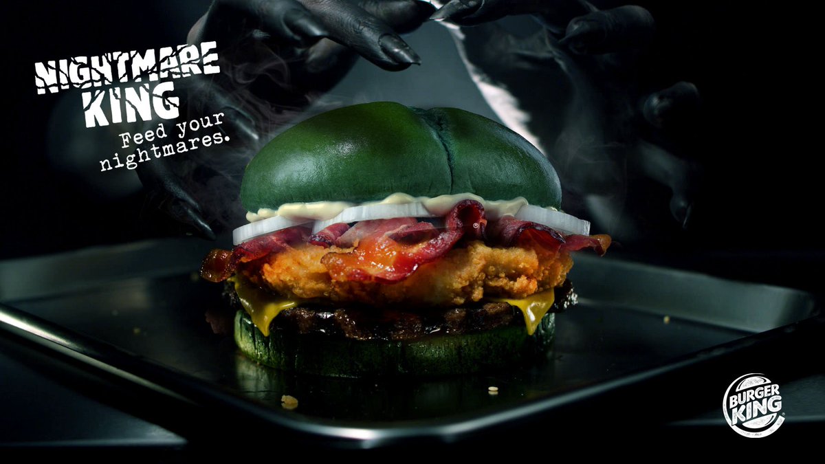 briefland's tweet photo. Halloween aterriza al compás de la deliciosa #NightmareKing, la nueva propuesta de @BurgerKing con la que os moriréis del susto ➖ https://t.co/aPda69BIEh https://t.co/BkwBf8dIsc