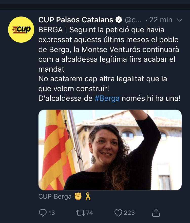 La Cup és Matrix, Disney o bé es creuen q els catalans som com els teletubis?No pasa res si no desobeïu, si així ho decidiu.Volem veure com signa els decrets d’alcaldia, q de fet son els poders reals de l’alcaldessa. Així  mateix qualsevol regidor/a pot dir q és l’alcalde/essa