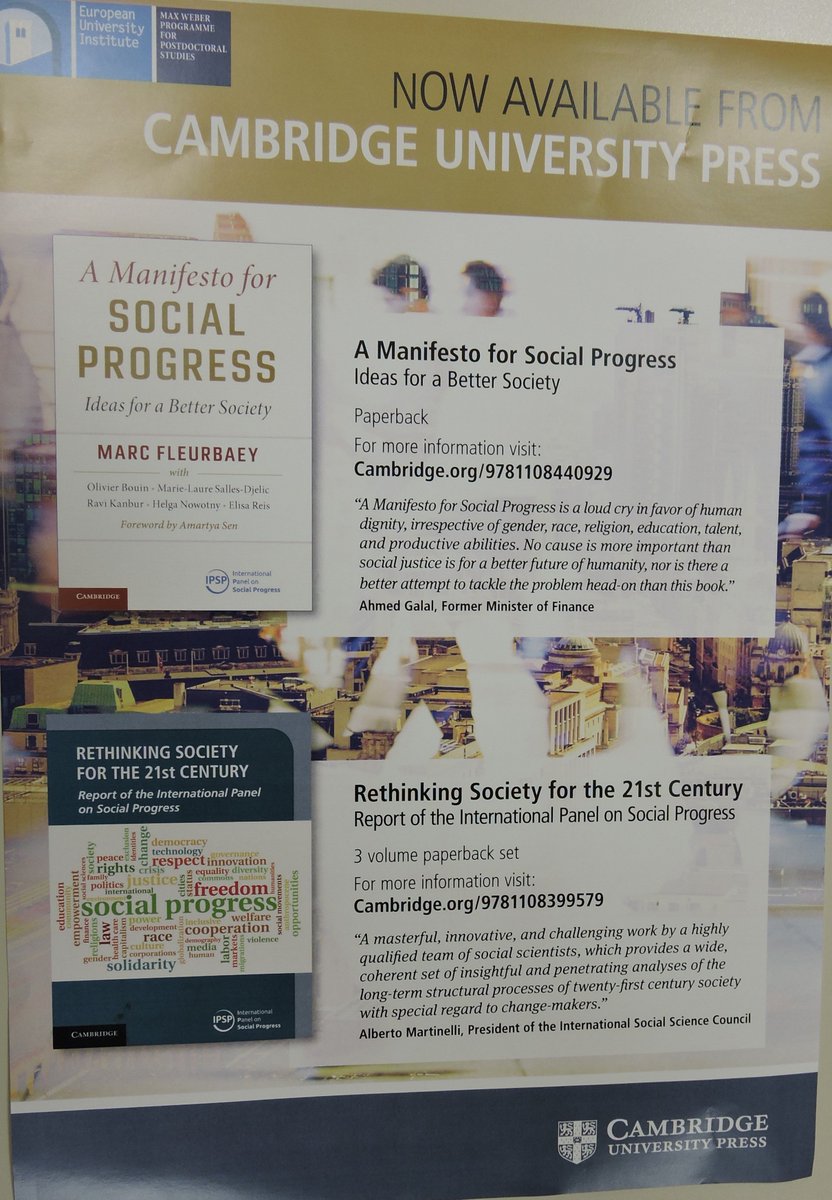 EUI_MWProgramme's tweet photo. In about 1 hour the @ipsprogress roadshow to present the 2018 Report will be at @EuropeanUni hosted by the #maxweberprogram. Drop by at 13h the Emeroteca for a sampling of the Report and of the abridged book edited by @MFleurbaey https://t.co/N9bQ2QQFJW