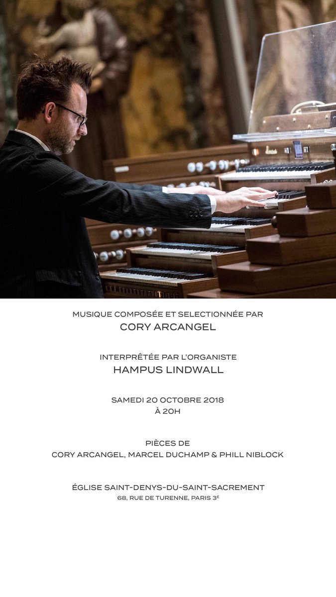 hampuslindwall's tweet image. PARIS🎡 Saturday 8pm I have the honor of premiering Cory Arcangel’s “All the Birds” (2018) 🦅🐣🐦🦆🐥🦉🐧🐓🐤🕊🐔 in St-Denys-du-St-Sacrement 68 rue de Turennes 🏛 Also 🎶 by Phill Niblock 🔈 Marcel Duchamp 🚽 hosted by @ThaddaeusRopac #coryarcangel #marcelduchamp #phillniblock