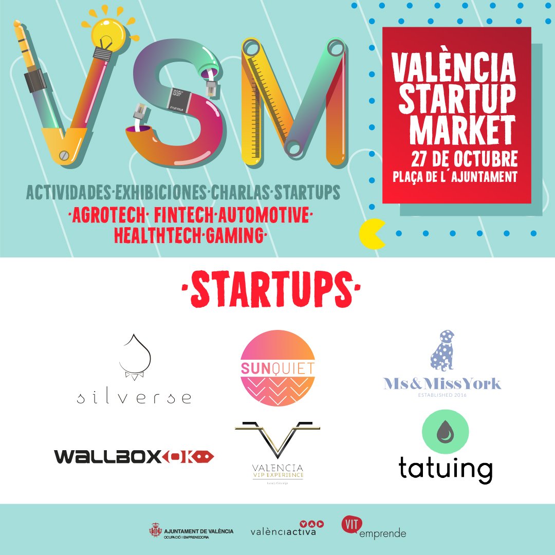 vlciconnect's tweet photo. #VLCStartupMarket 🚀

Seguimos anunciando las #startups seleccionadas para los stands del evento:

➖ @MsandMissYork
➖ #Sunquiet
➖ @Silversea
➖ @tatuing_
➖ #Wallbooxok
➖ #ValenciaVIPExperience

¡Os esperamos! https://t.co/3PqNFCzFR6