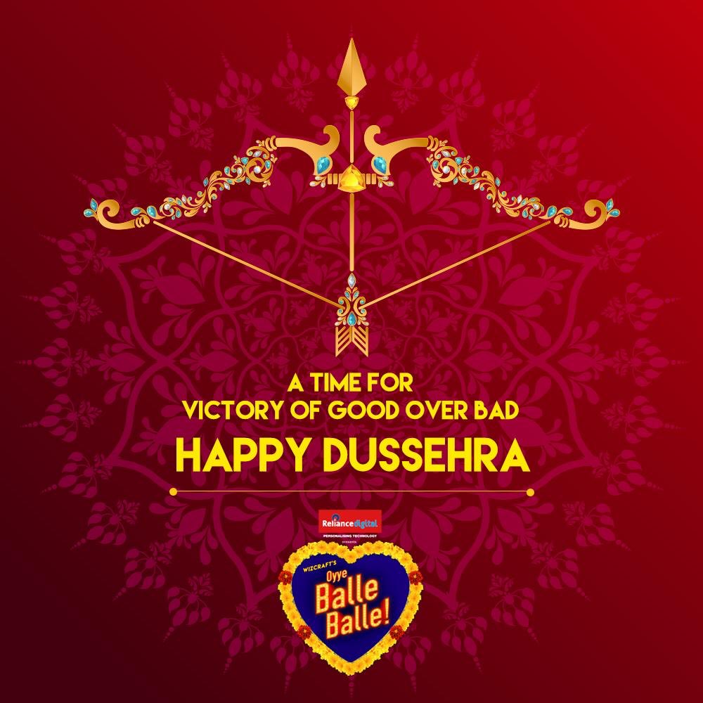 May good triumph over evil, may you achieve the strength and courage to follow the path of success. Happy Dussehra from team #OyyeBalleBalle ✨

<a href="/KingdomOfDreams/">Kingdom of Dreams</a>