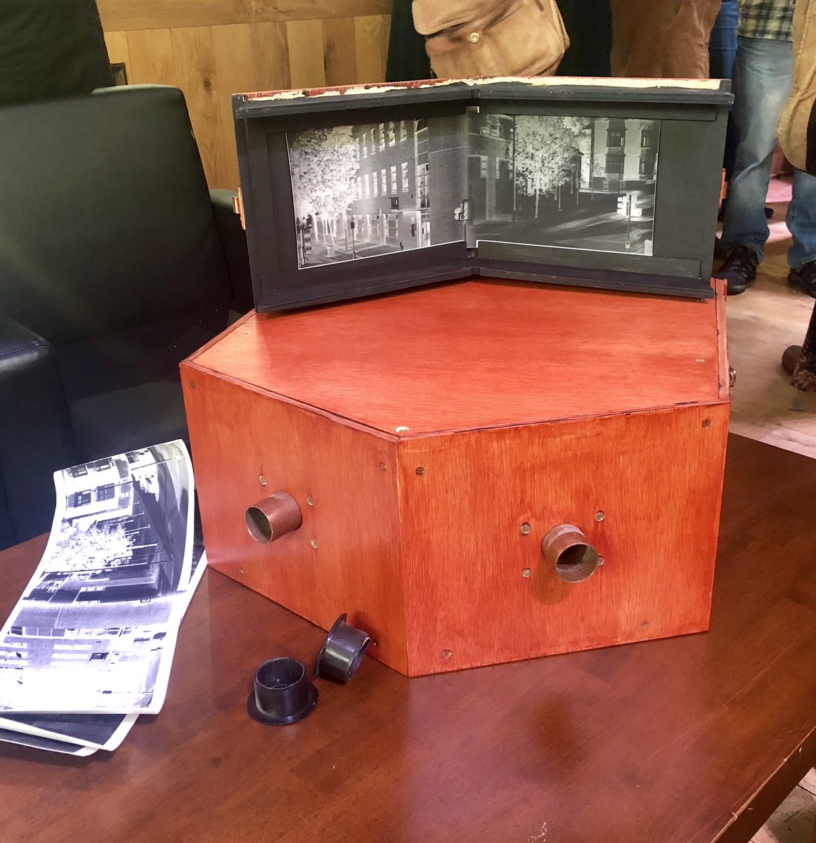 Naomi_Daw's tweet photo. Dedication is making a binocular camera that has only previously existed in drawings (under the supervision of your cat). #StAndStereo2018 #StandPhotoFest #photohist https://t.co/bUa0U7pm5A