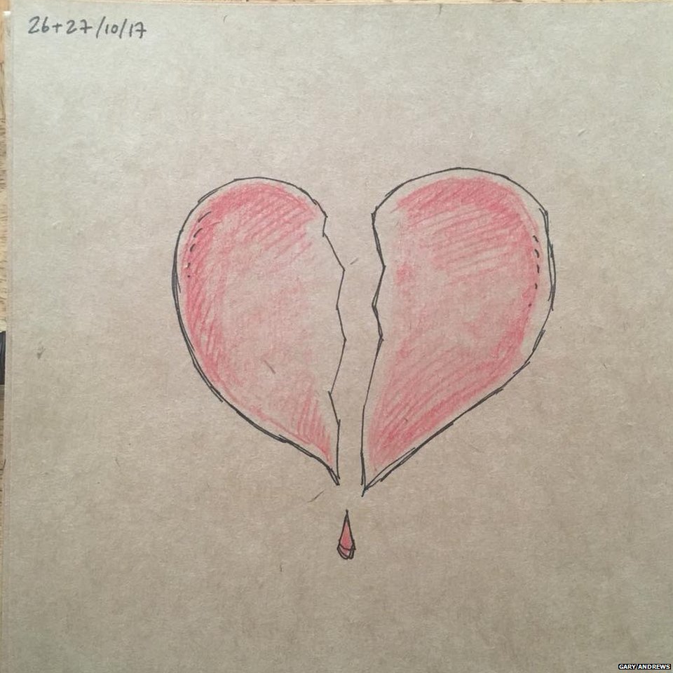 Pencil sketch of a broken heart