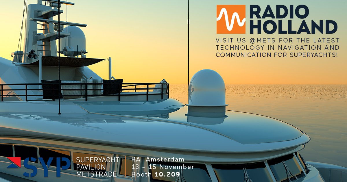 Radio Holland will be exhibiting at the METS Superyacht Pavillion from 13 – 15 November. We are presenting Furuno’s Voyager Integrated Bridge System and RH Marine’s Dynamic Positioning System. Ask our standcrew on booth 10.209 for more information. #metstrade #megayacht