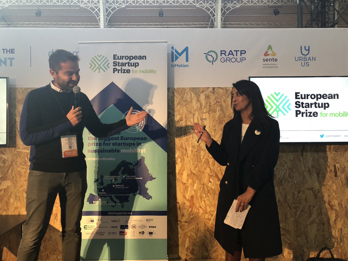 Marine__M__'s tweet image. [#Autonomy2018] - Lancement de la 2eme édition du European Startup Prize for mobility avec @KarimaDelli et les partenaires tels que @RATPgroup pour trouver les champions européens de la mobilité