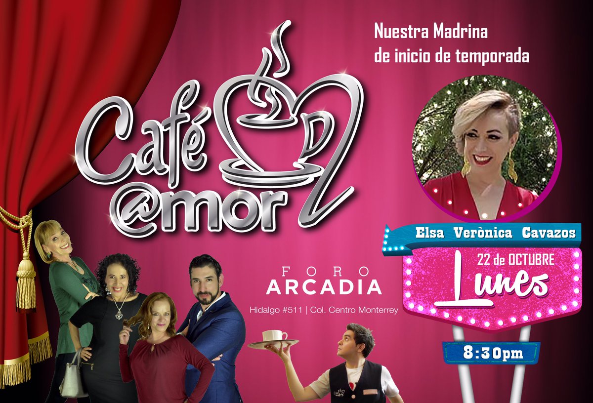 CafeAmorTeatro's tweet photo. ☕️❤️ ESTRENO
LUNES 22 de OCTUBRE 

Te vas a DIVERTIR... 💗

#teatromonterrey #TeatroRegio #teatro #arte #culturaMty #Lunesdeteatro en #ForoArcadia #YoVoyAlTeatroMty https://t.co/i86baghEqN