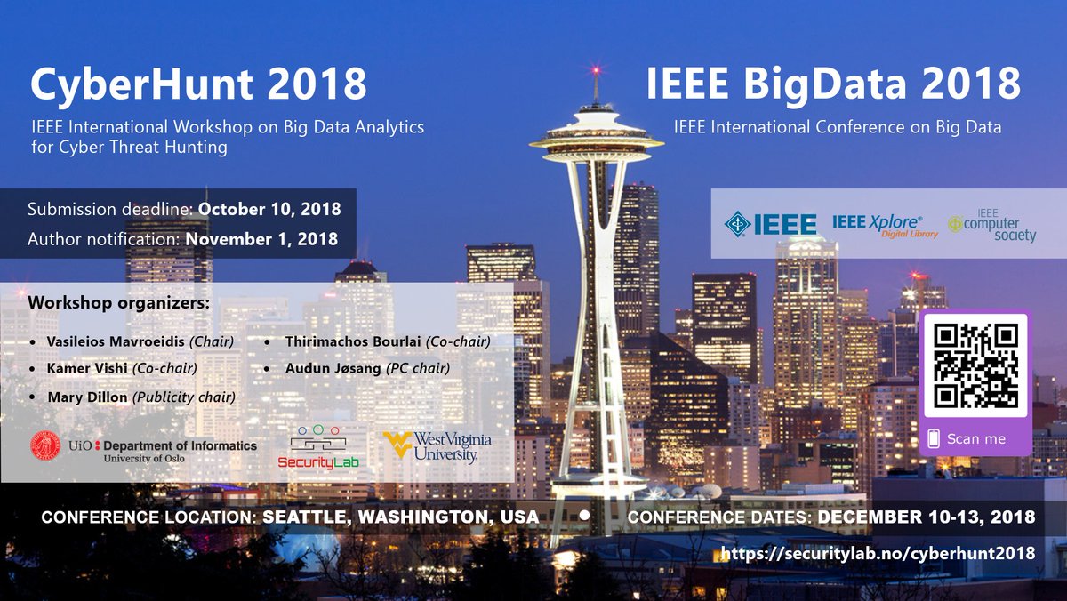 UiOSecurityLab's tweet image. CyberHunt 2018 - IEEE International Workshop on Big Data Analytics for Cyber Threat Hunting - mailchi.mp/1e58c822b354/c…