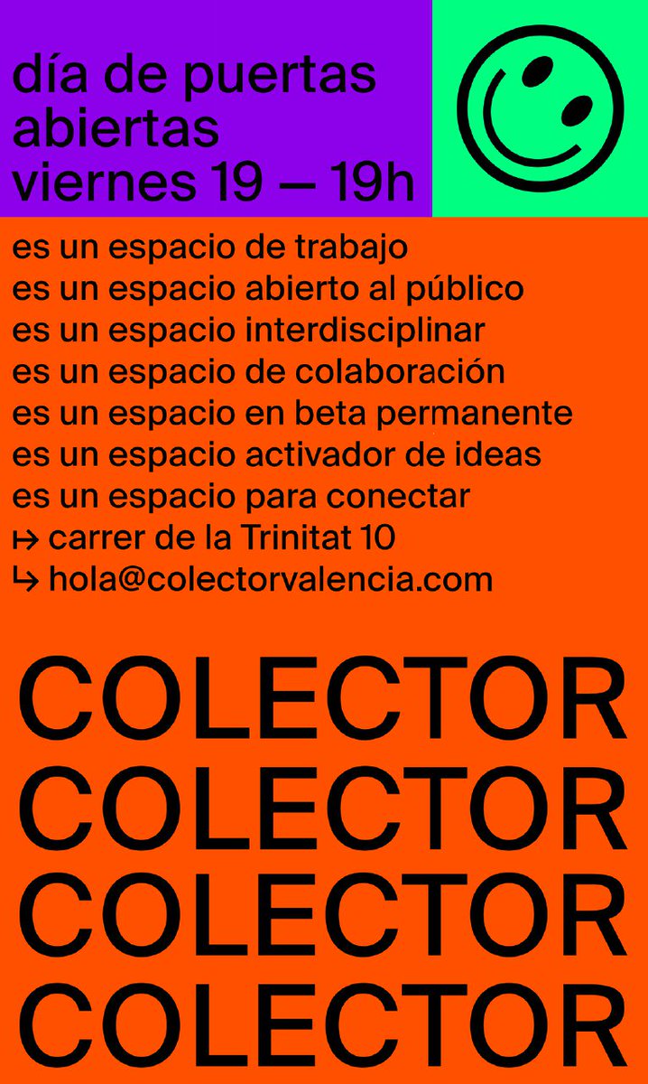 carpe_studio's tweet photo. 🔸Nos vemos hoy a las 19.00h en @colector_vlc 🔸
un espacio de trabajo
un espacio abierto al público
un espacio interdisciplinar
un espacio de colaboración
un espacio en beta permanente
un espacio activador de ideas
un espacio para conectar
↦ carrer de la Trinitat 10 https://t.co/KuHg6RiUdG