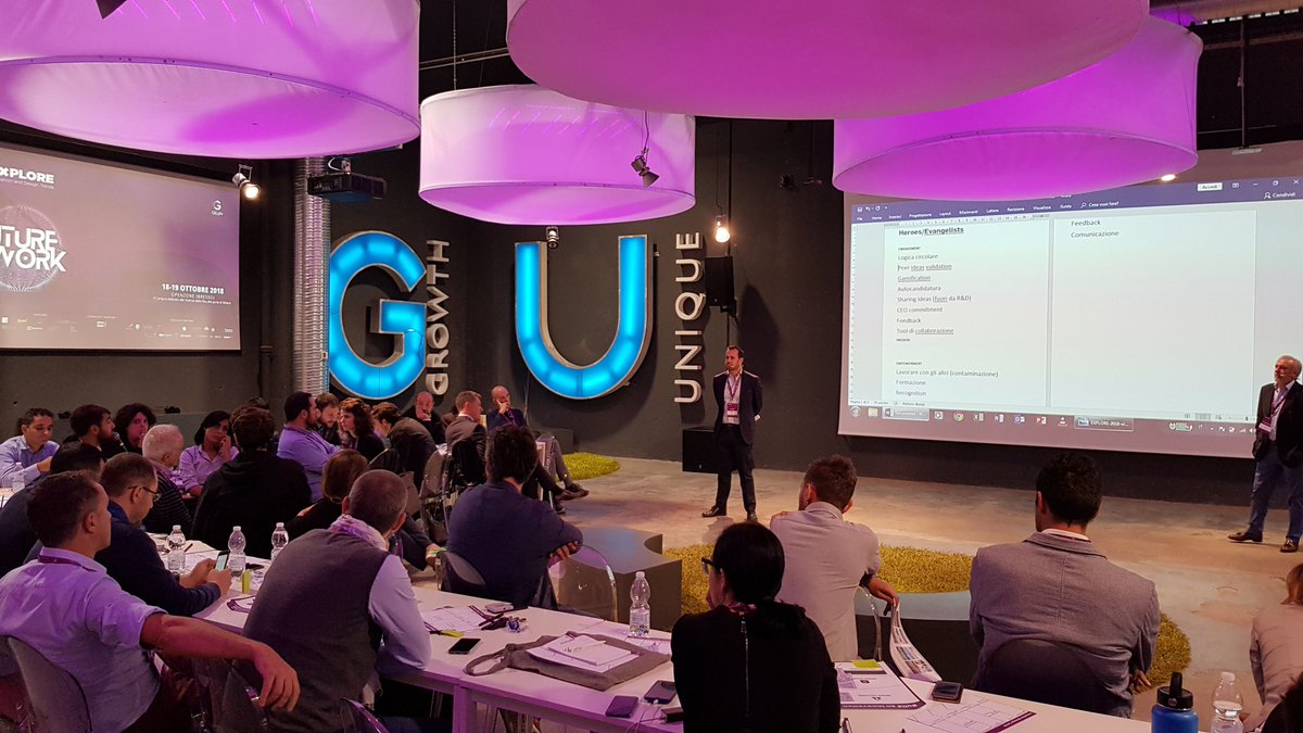 GiovanniSpatola's tweet photo. Contaminazione, confronto, spunti, idee e suggerimenti: momenti di valore con i partecipanti d'alto profilo del #workshop di @GELLIFY_group con @marcellocoppa e AlbertoCominelli di #IndustrieDeNora con tema la costruzione di una #cultura dell' #innovazione in azienda #xplore2018 https://t.co/GQLUFi7Yll