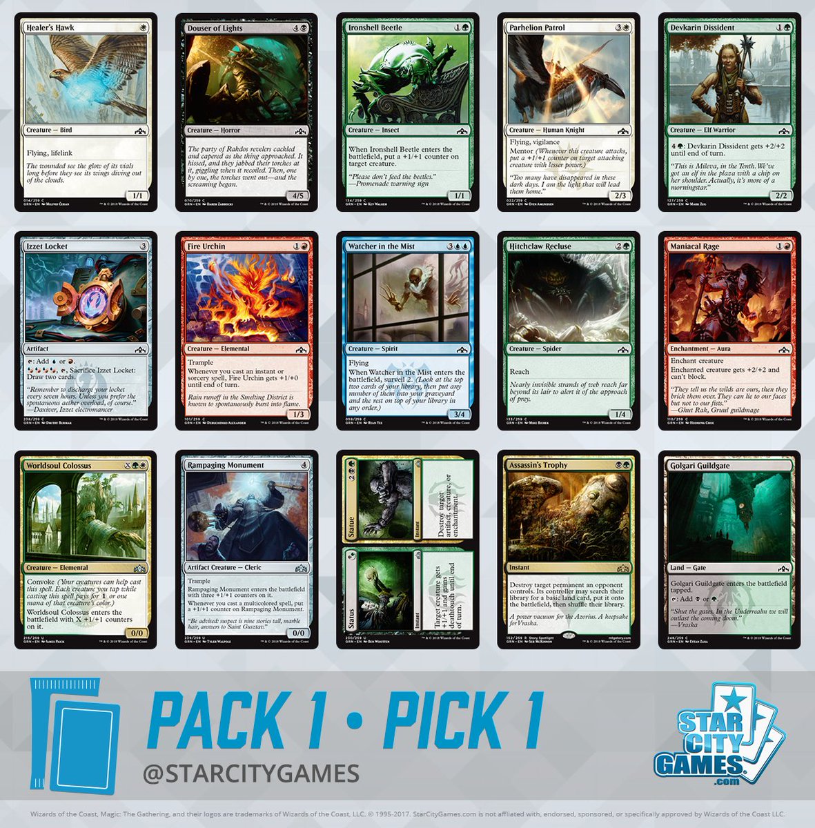 StarCityGames's tweet photo. Flexible removal and a high price. This is a tricky #p1p1 for certain. #MTG #MTGGRN https://t.co/m4inqwYjK0