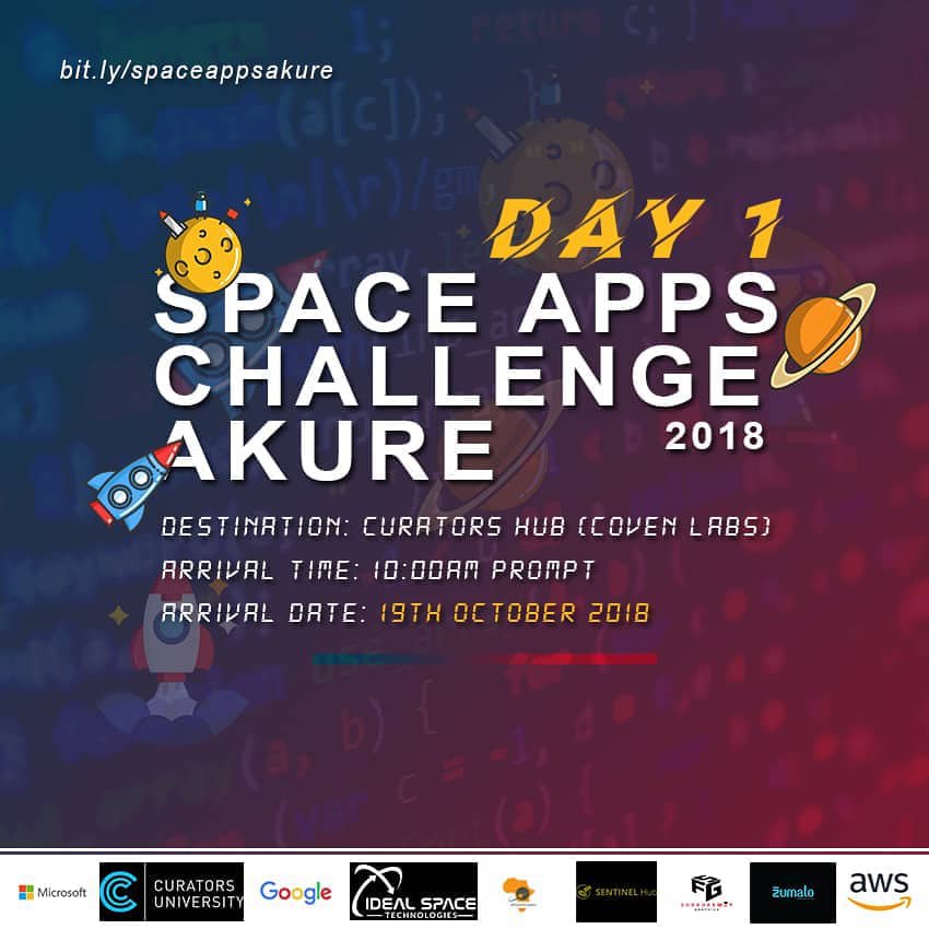 spaceappsakure's tweet photo. Day 1. Make your weekend count by being a part of this. Visit link in bio to register, you can also register at the venue. #SpaceApps #SpaceAppsAkure #nasaspaceappschallenge #SpaceApps2018 #Curators_hub #NASA https://t.co/V0POdp0XKa